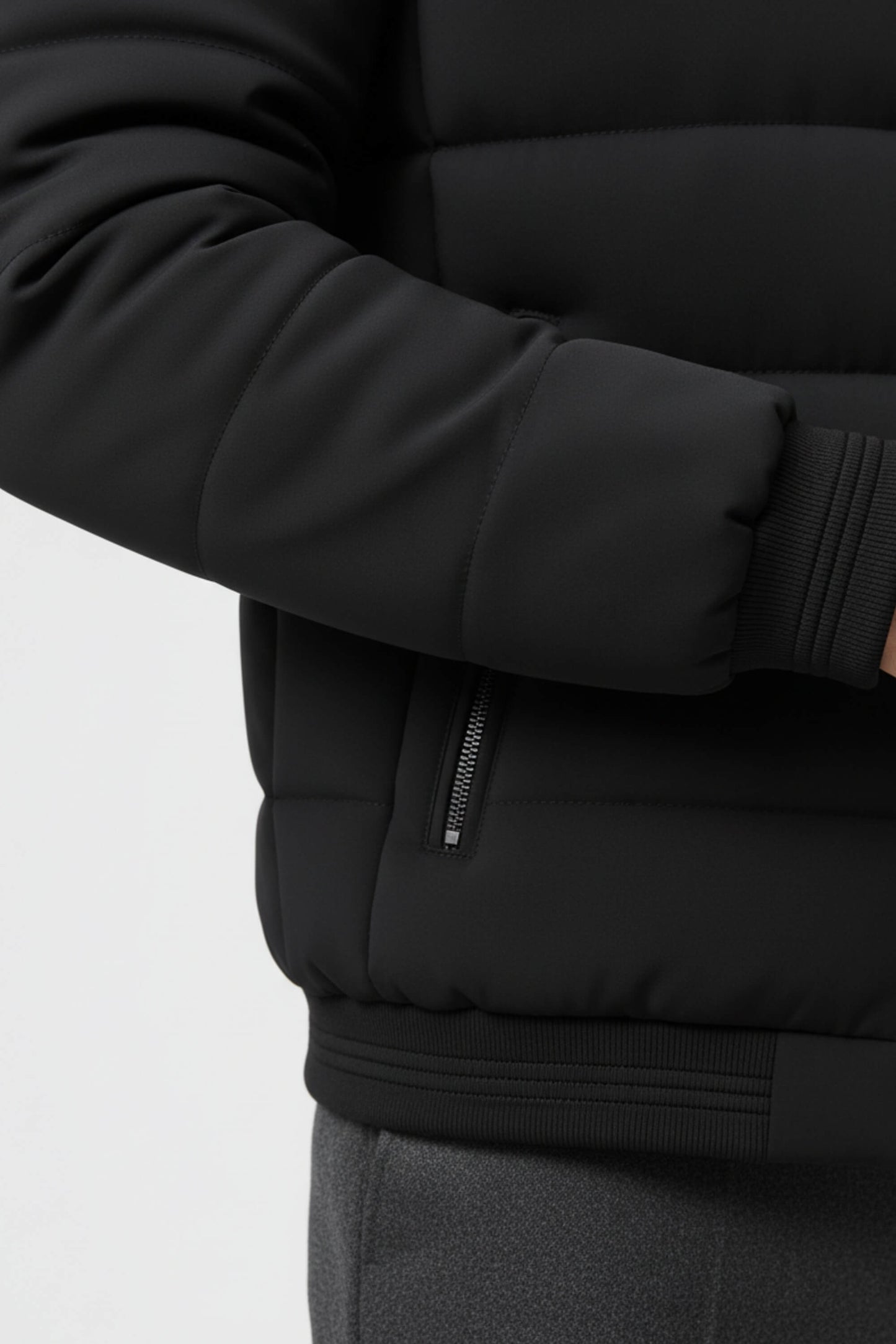 Stand-collar fleece-lined puffer jacket for men -2
