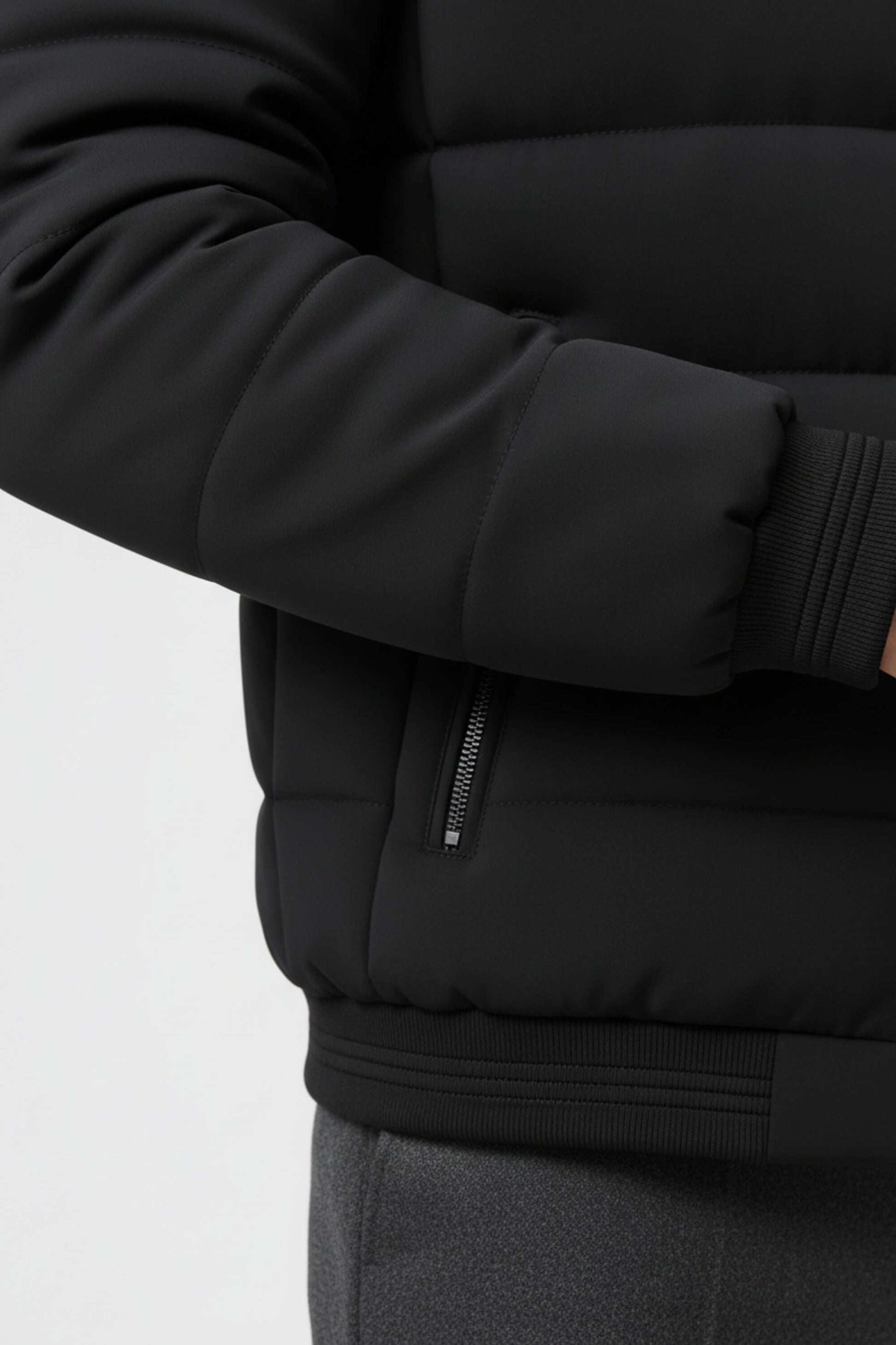 Stand-collar fleece-lined puffer jacket for men -2