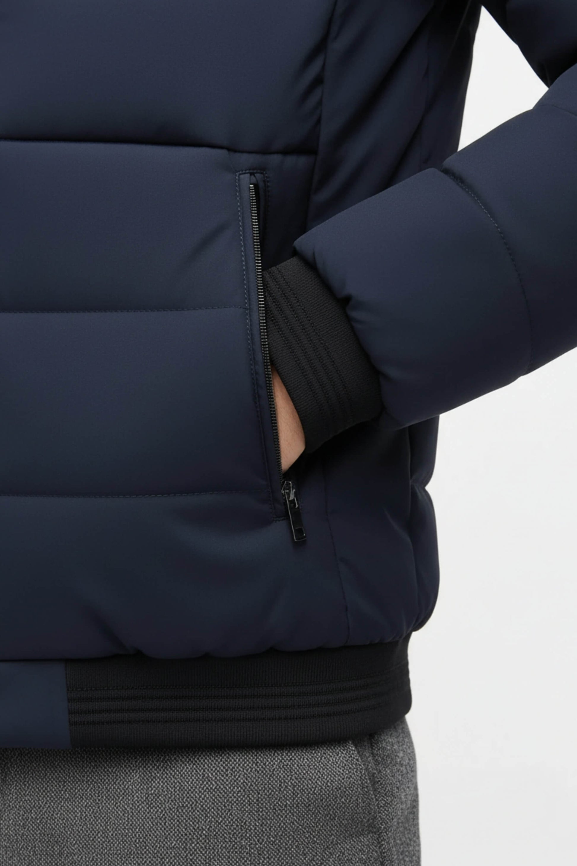 Stand-collar fleece-lined puffer jacket for men -5