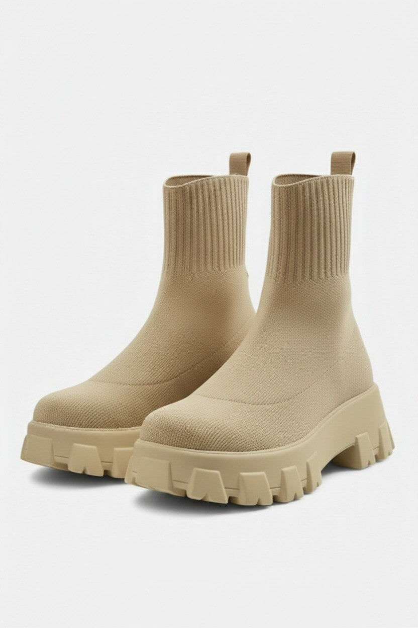 Platform ankle boots with round toe for women -14