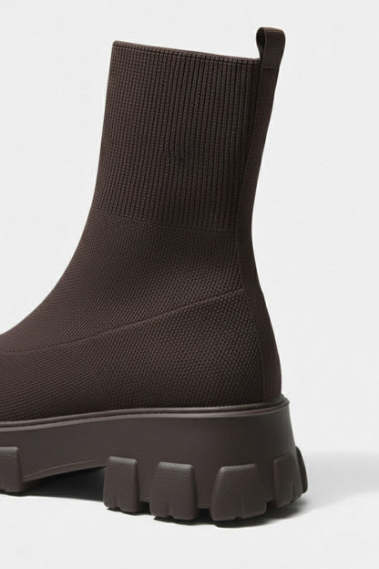 Platform ankle boots with round toe for women -4