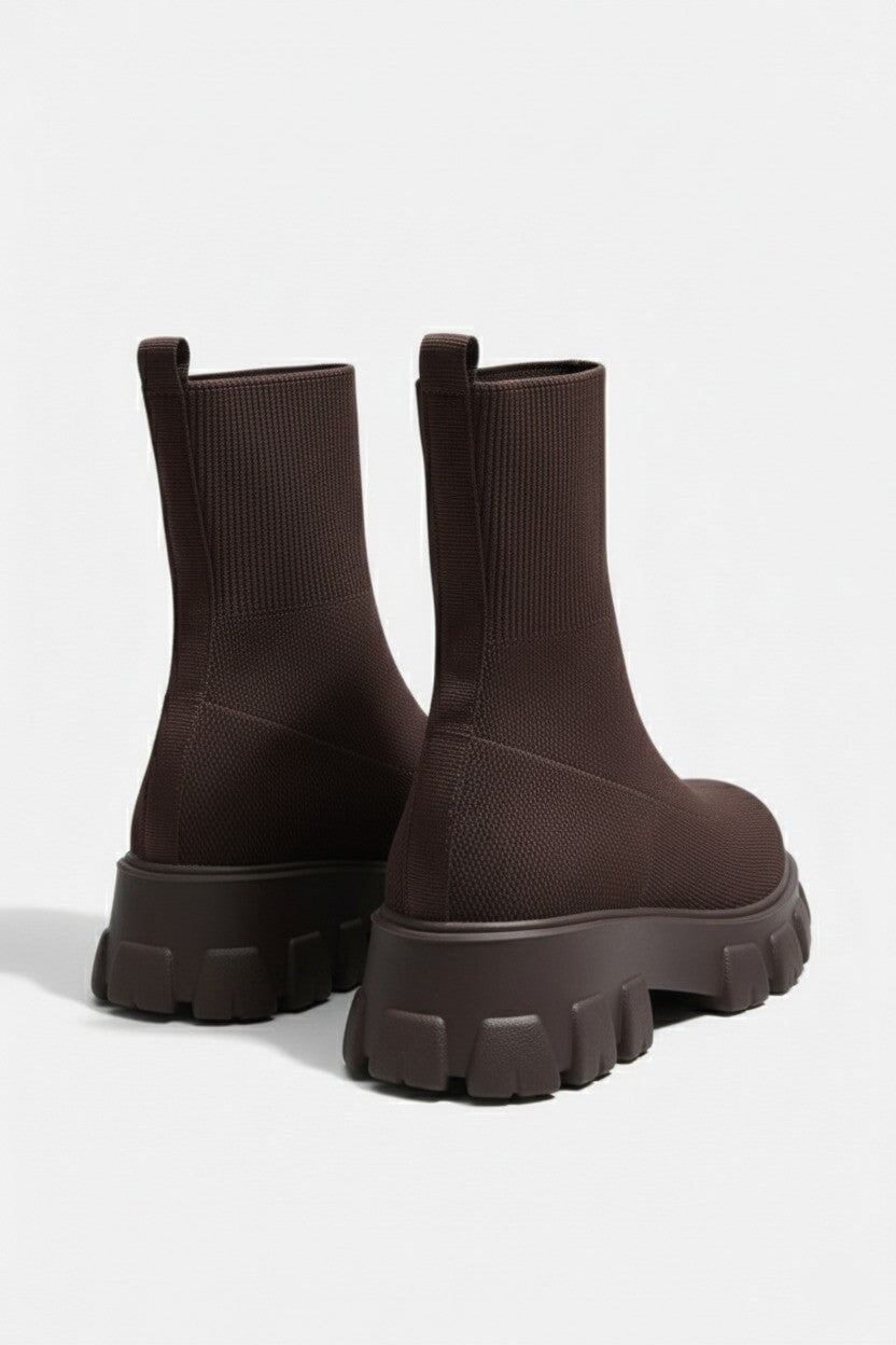 Platform ankle boots with round toe for women -3