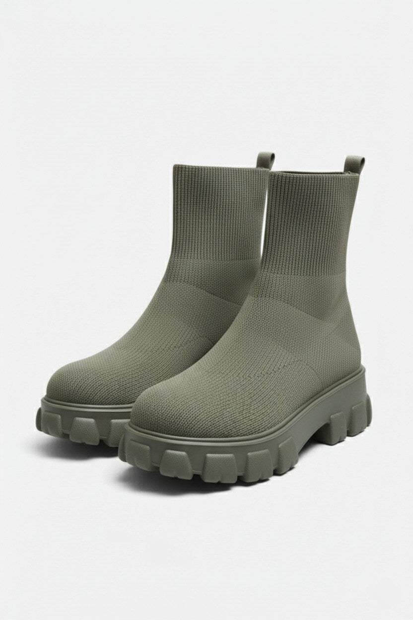 Platform ankle boots with round toe for women -6