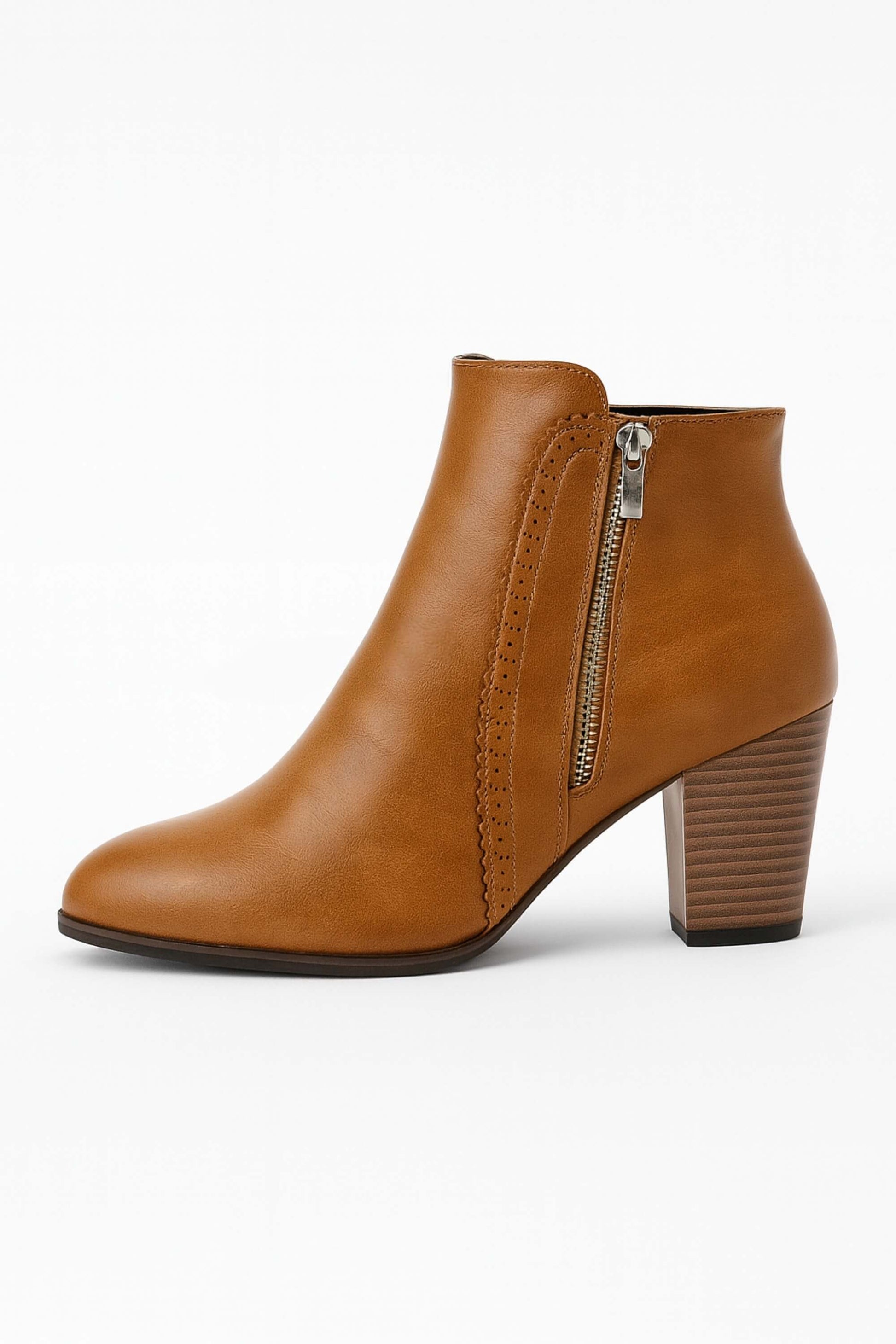 Block heel ankle boots with heritage sole for women -5