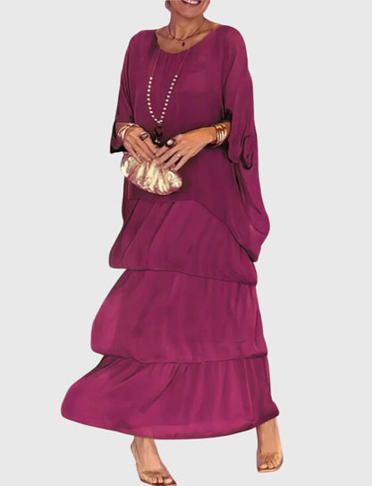 Muted Long flowing elegant dress for women | Clara