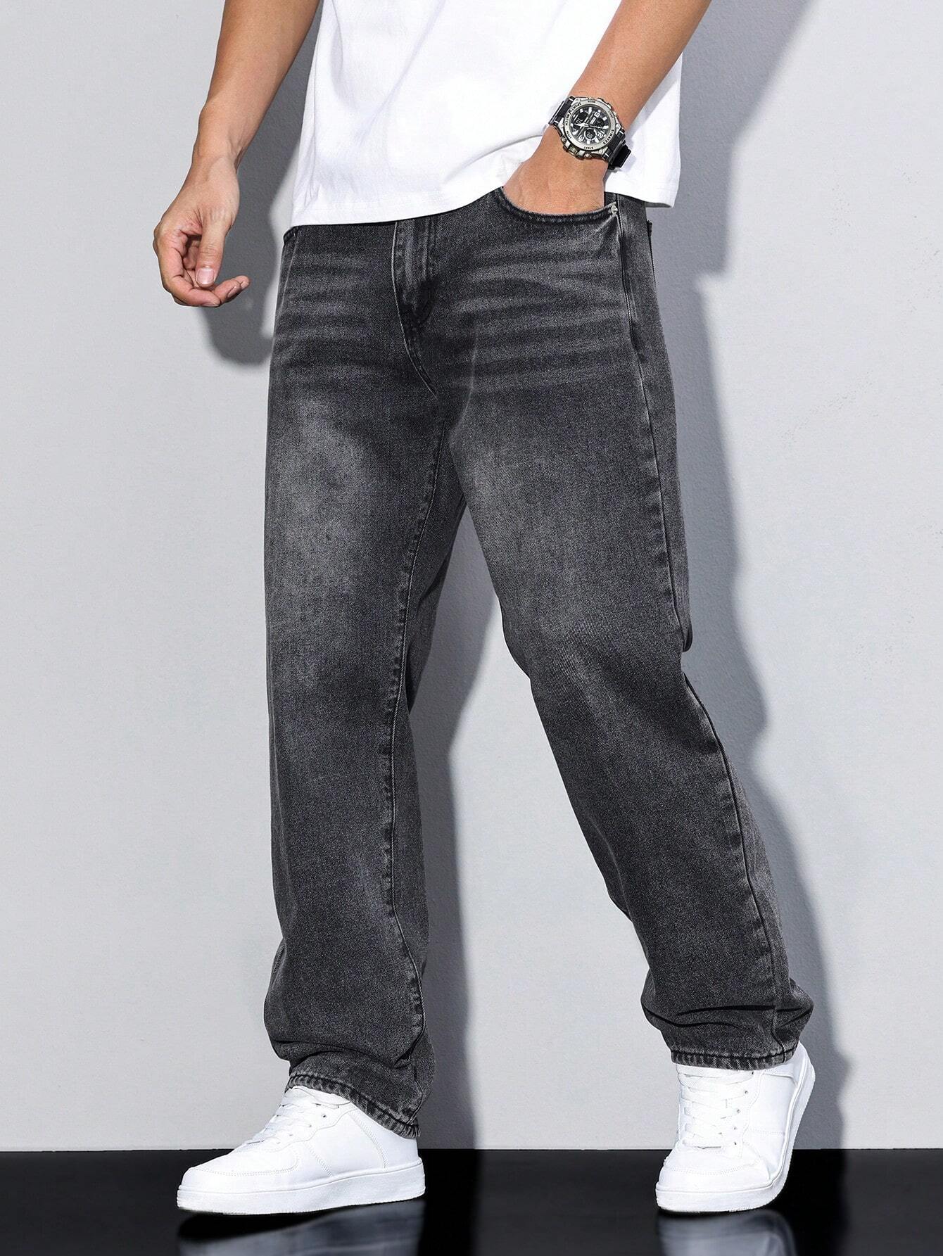 Relaxed wide-leg casual winter jeans for men -13