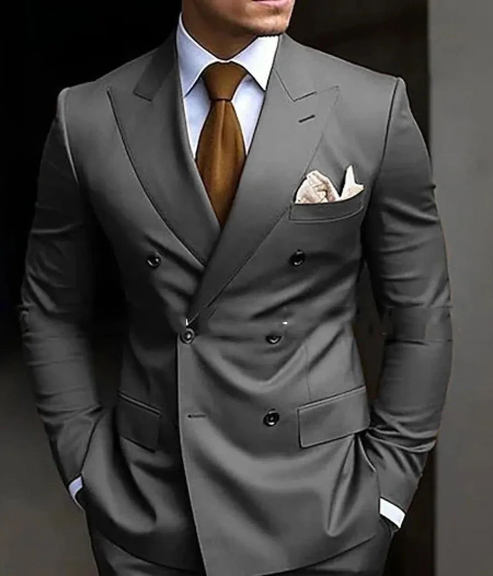 Slim-fit double-breasted formal suit for men | Alaric -4