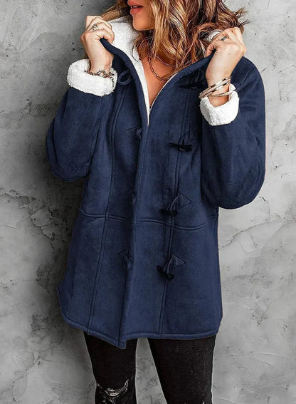 Warm hooded toggle detail winter coat for women | Arwelyn -8