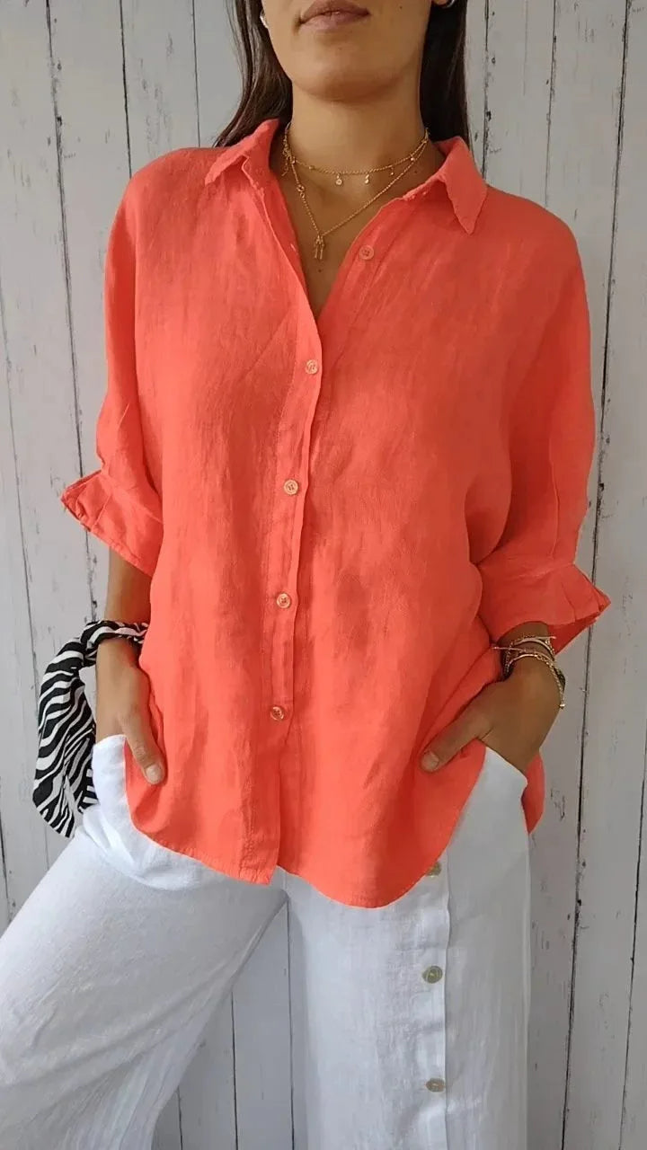 Sleeveless Stylish button-up shirt with refined silhouette for women | Luna