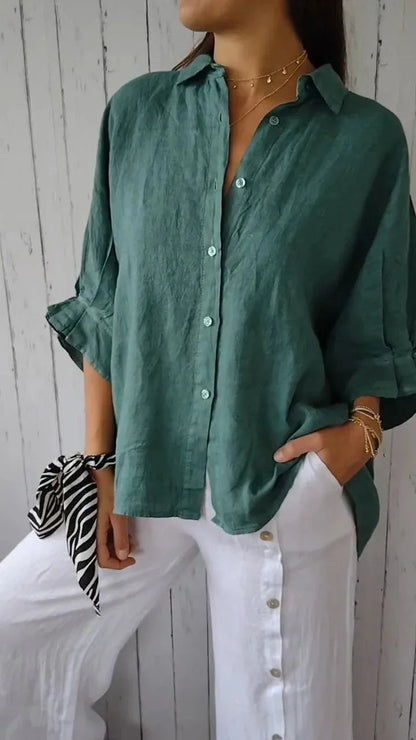 Sleeveless Stylish button-up shirt with refined silhouette for women | Luna