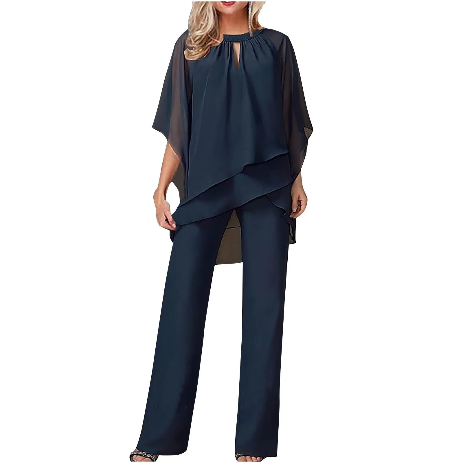 Elegant chiffon formal festive pantsuit for women -1