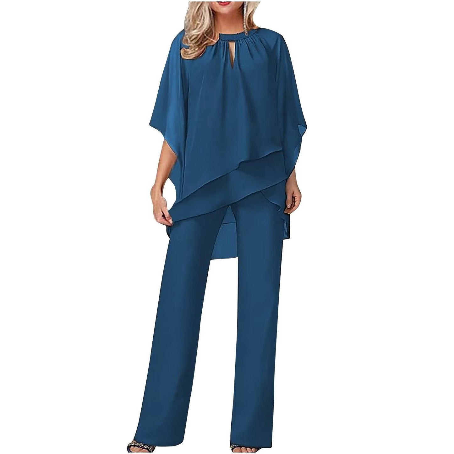 Elegant chiffon formal festive pantsuit for women -5