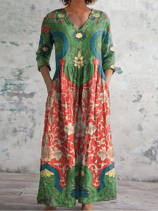 Vintage floral maxi occasion dress for women | Veloraine -1