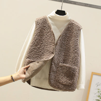 Classic lambswool sleeveless knit vest for women -11
