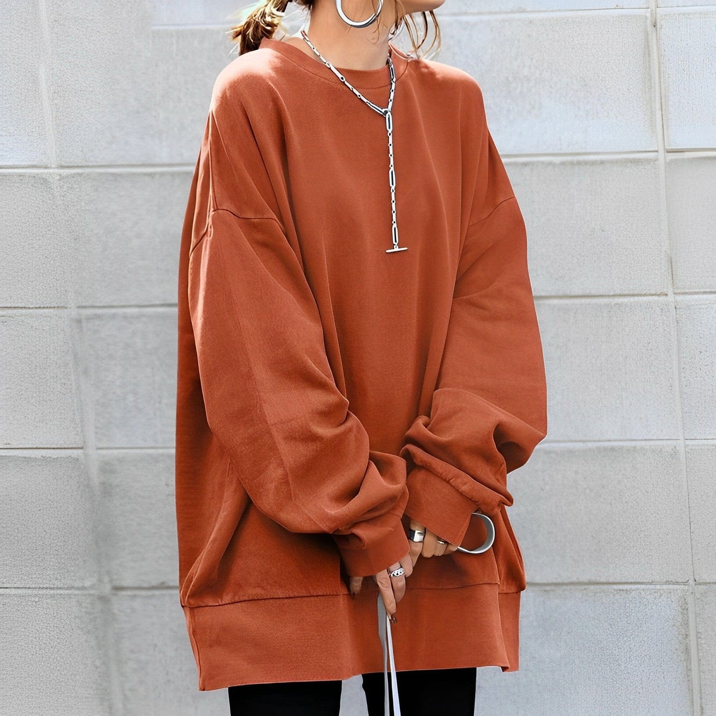 Cosy oversized pullover sweatshirt for women -4