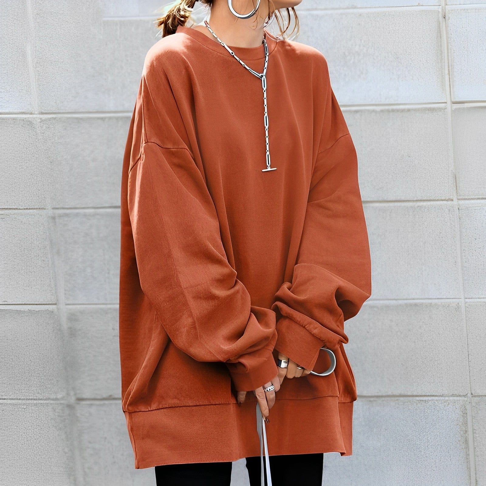 Cosy oversized pullover sweatshirt for women -4