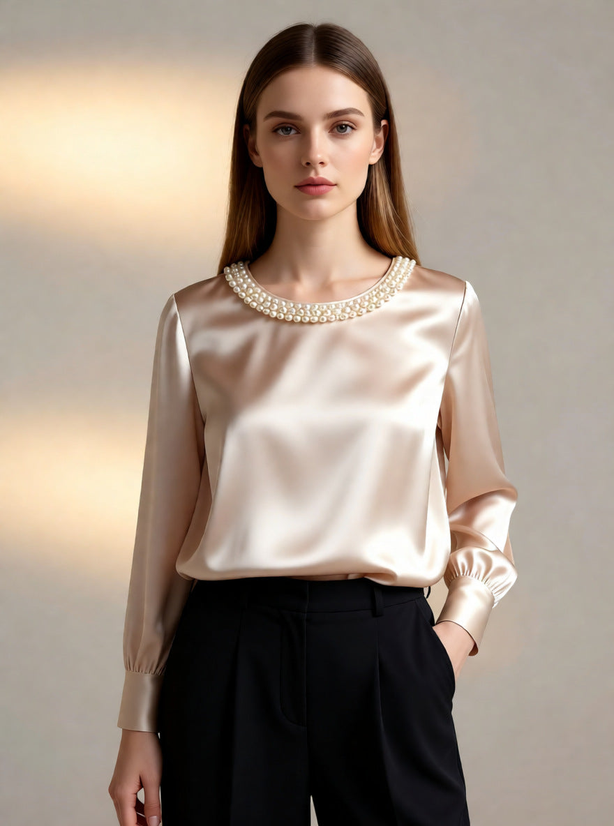 Elegant round-neck everyday top for women | Perlisse -8