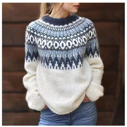 Cosy fair isle crewneck jumper for women -4