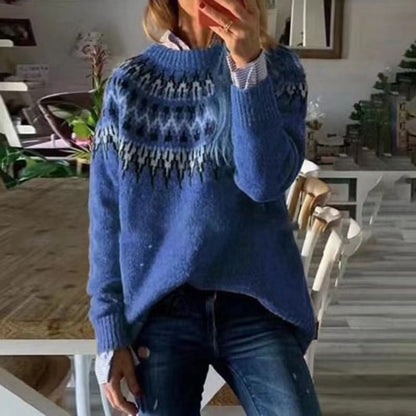 Cosy fair isle crewneck jumper for women -5