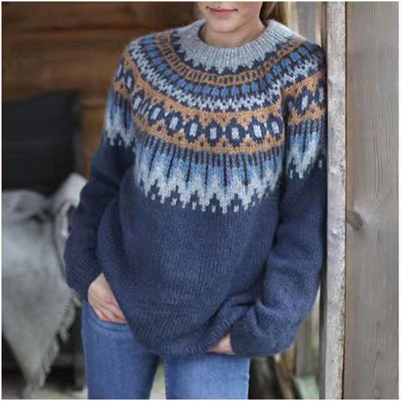 Cosy fair isle crewneck jumper for women -3