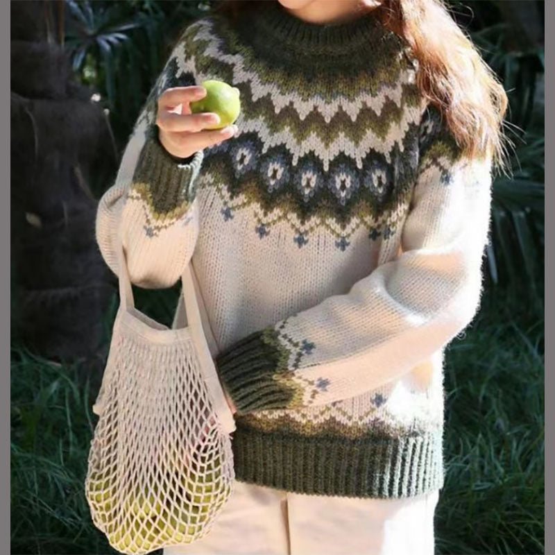 Cosy fair isle crewneck jumper for women -1