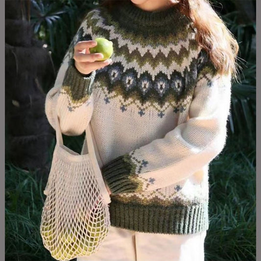 Cosy fair isle crewneck jumper for women -1