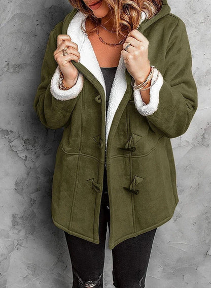 Warm hooded toggle detail winter coat for women | Arwelyn -6