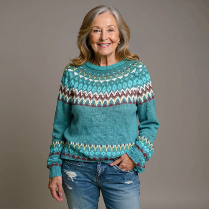 Textured patterned knit jumper for women | Elwynda -2