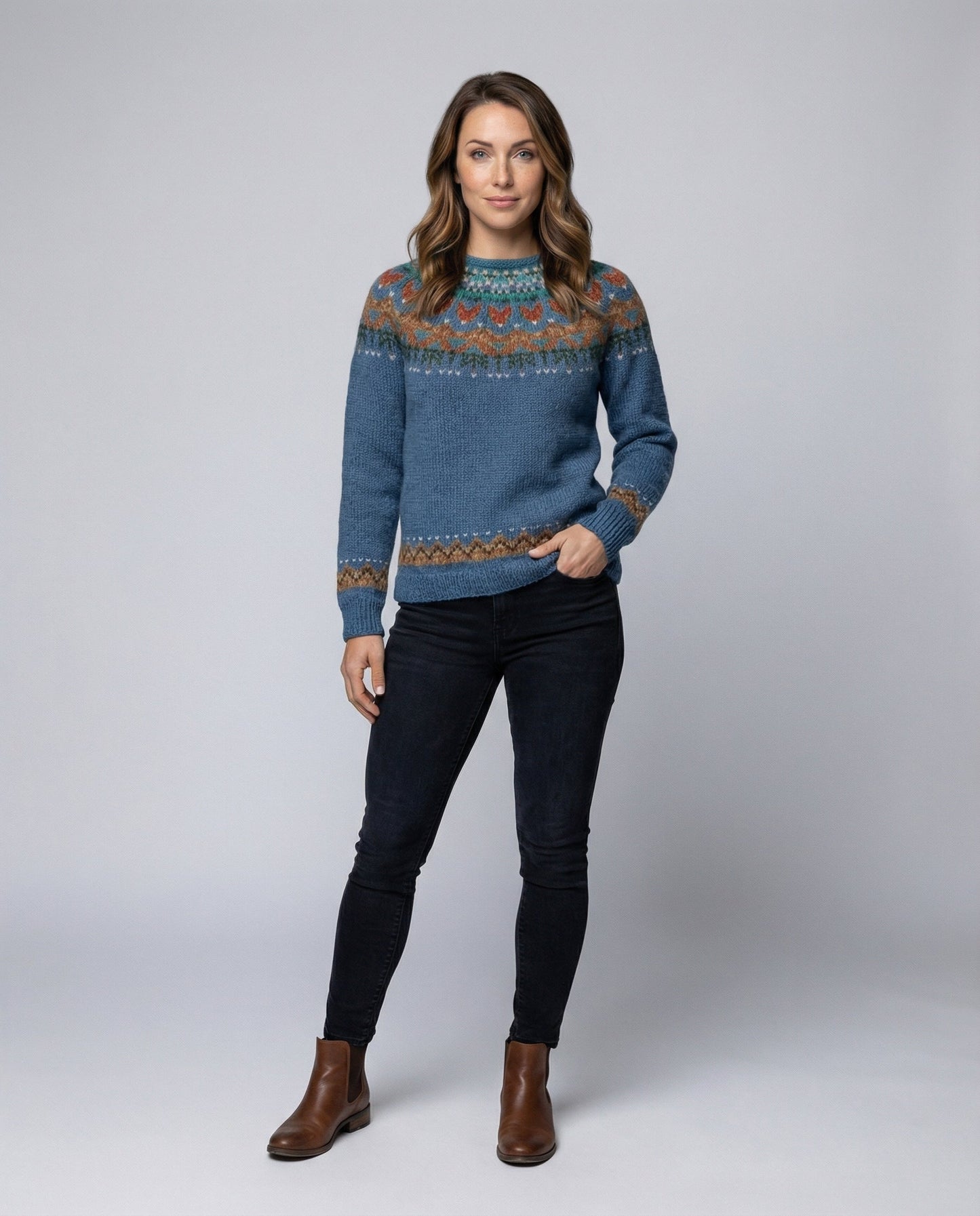 Vintage Icelandic knit relaxed jumper for women -1