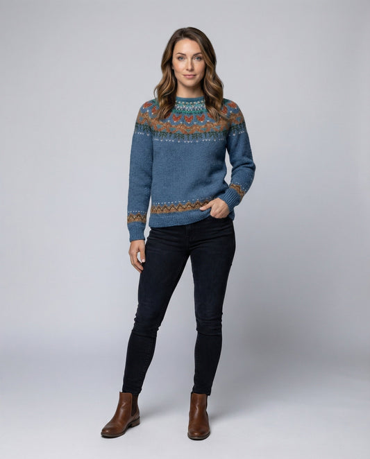 Vintage Icelandic knit relaxed jumper for women -1