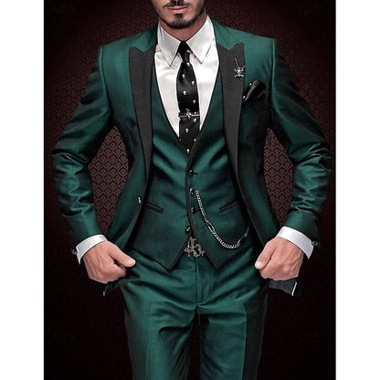 Tailored three-piece suit set with waistcoat for men -2