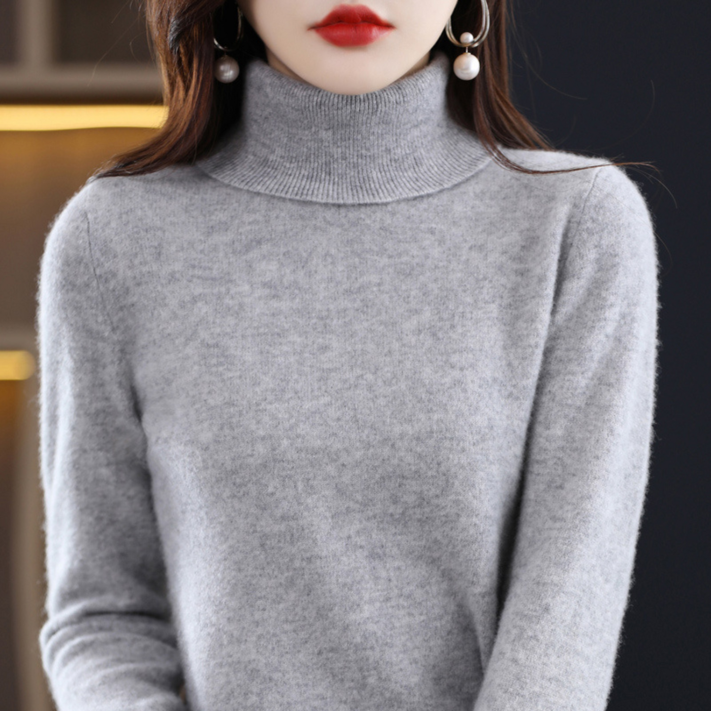 Soft cashmere turtleneck jumper for women | Elena -10