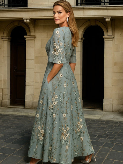 Resplendent Elegant V-neck belted boho dress for women | Hazel