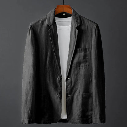 Tailored button-through linen blazer for men | Enzo Conti -4