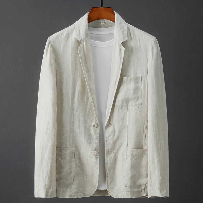 Tailored button-through linen blazer for men | Enzo Conti -2