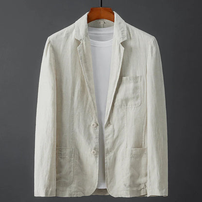 Tailored button-through linen blazer for men | Enzo Conti -2