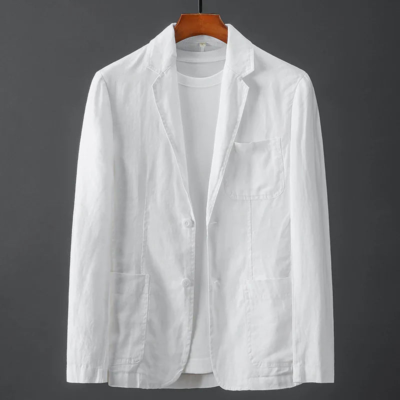 Tailored button-through linen blazer for men | Enzo Conti -1