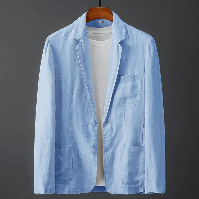 Tailored button-through linen blazer for men | Enzo Conti -3