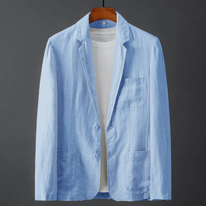 Tailored button-through linen blazer for men | Enzo Conti -3