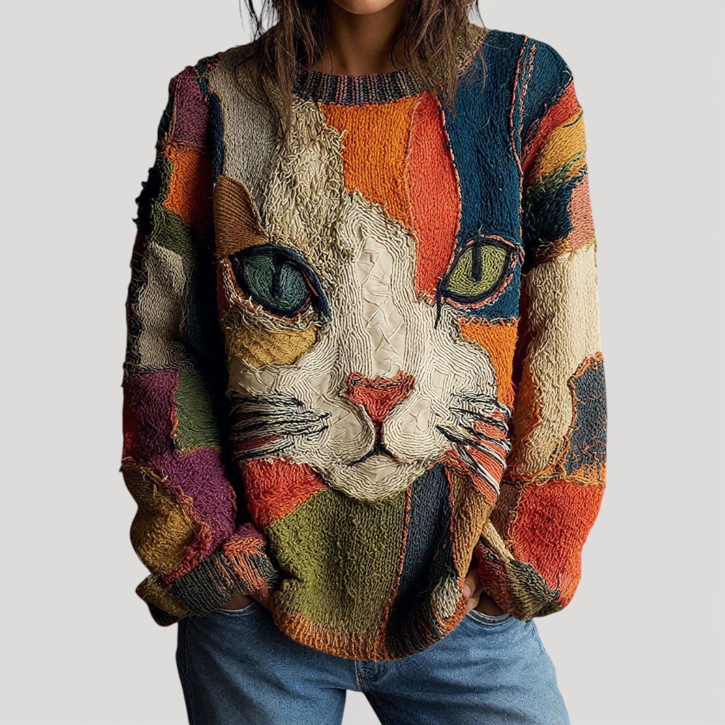 Artistic pattern knit everyday top for women | Taylor -1
