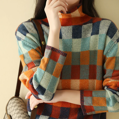 Classic check knit crew-neck jumper for women -2