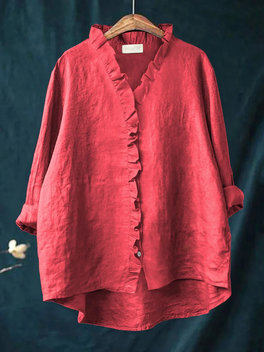 Pleated Soft ruffle blouse for women | Maribel