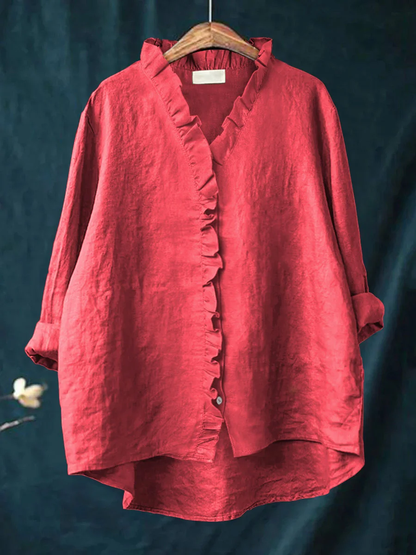 Pleated Soft ruffle blouse for women | Maribel