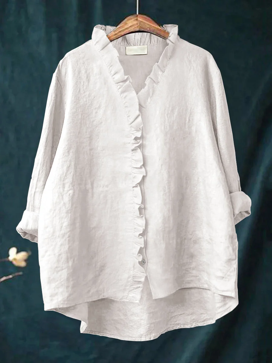 Pleated Soft ruffle blouse for women | Maribel