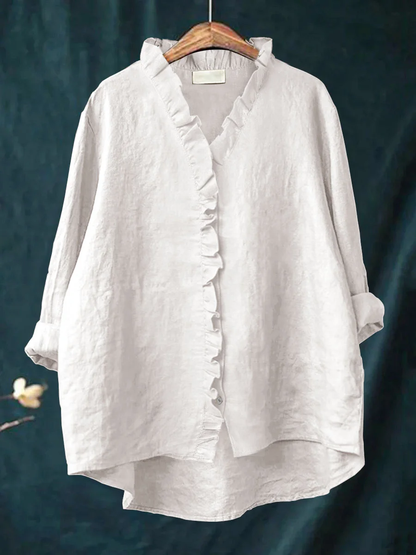 Pleated Soft ruffle blouse for women | Maribel