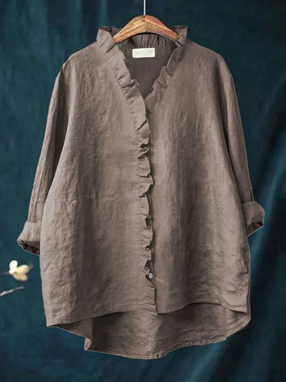 Pleated Soft ruffle blouse for women | Maribel