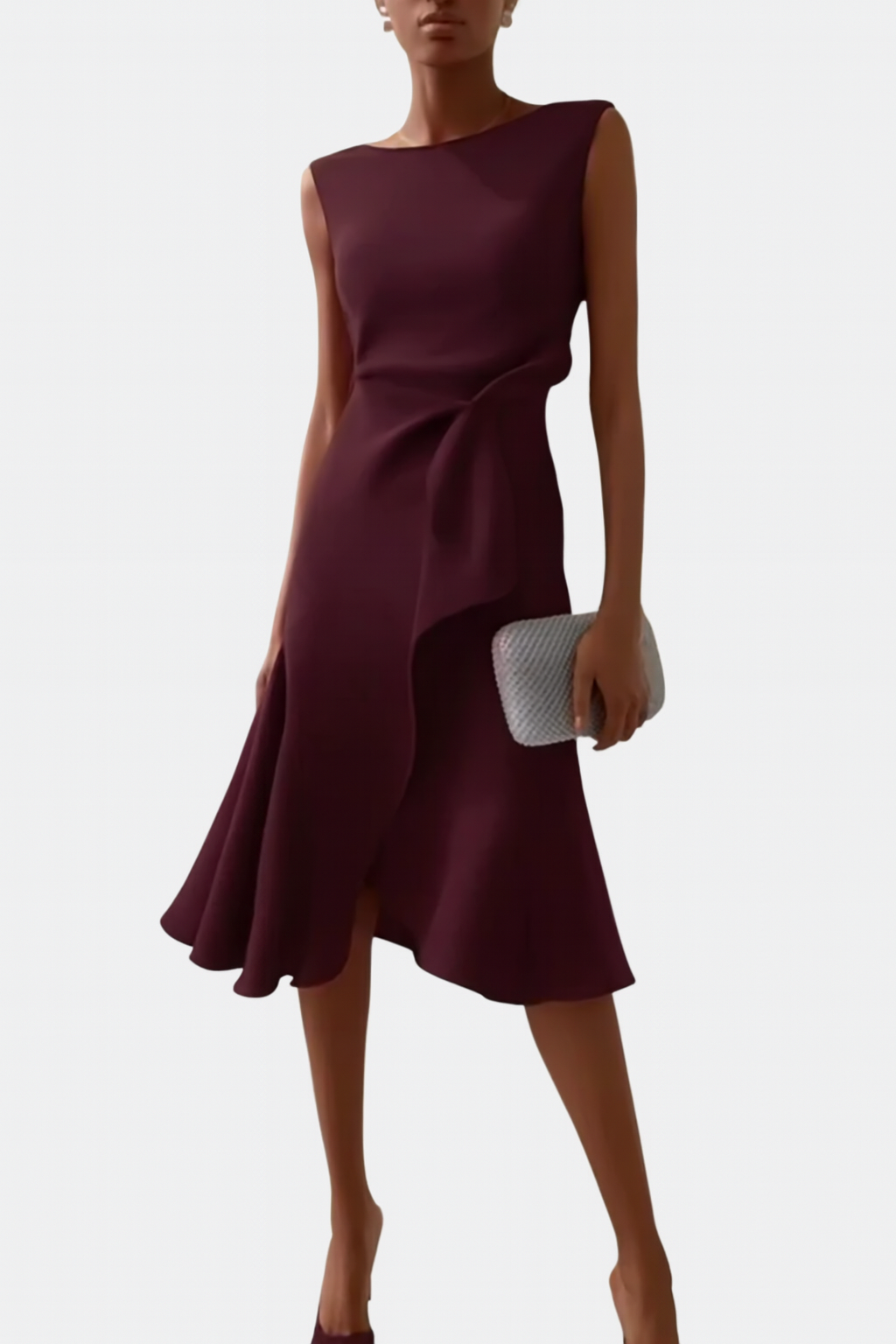 Draped asymmetric everyday midi dress for women | Sheila -12