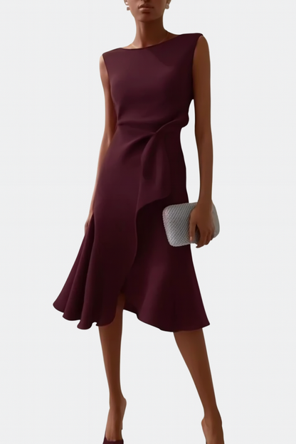 Draped asymmetric everyday midi dress for women | Sheila -12