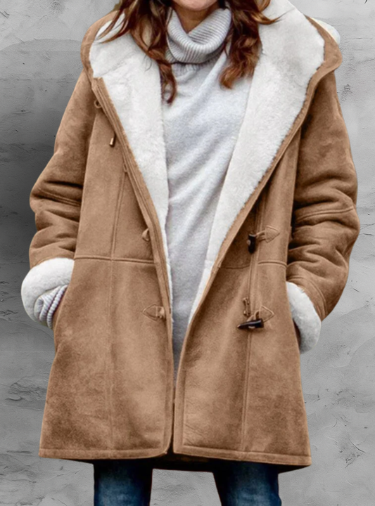 Warm hooded toggle detail winter coat for women | Arwelyn -11