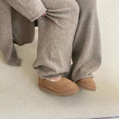 Warm snow fur lined slip-on loafers for women -5